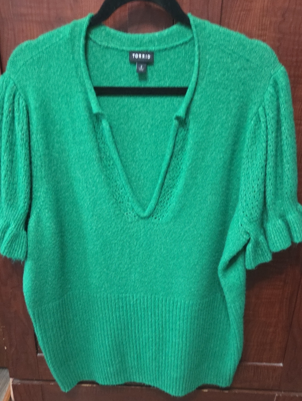 Torrid Kelly Green V-Neck Short Sleeve Sweater